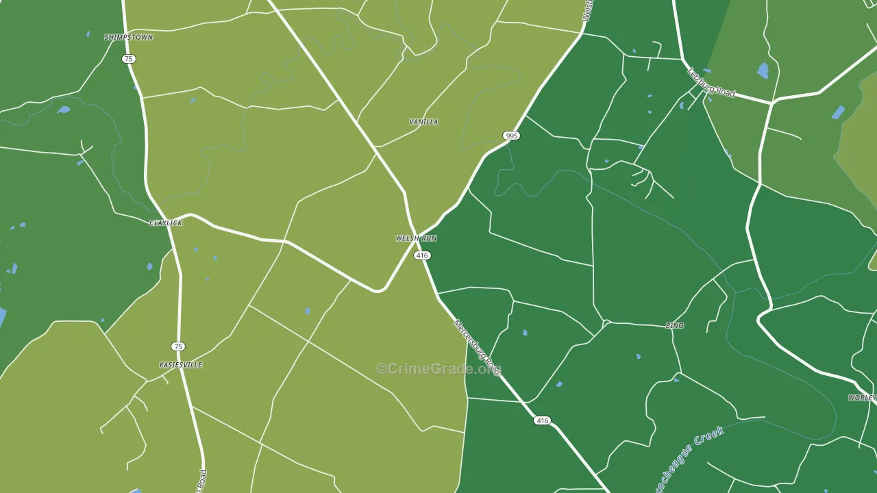 Welsh Run, PA Map of Theft Rates