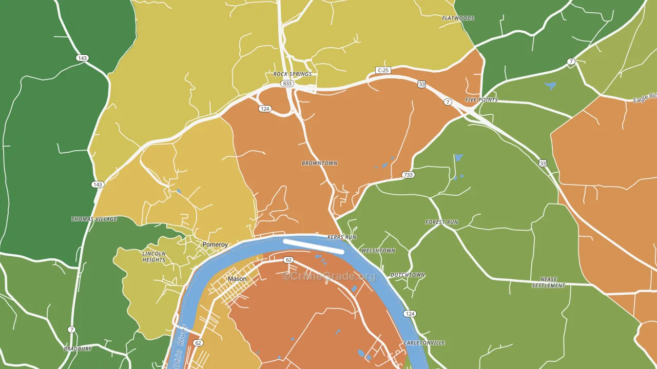 Welshtown, OH Map of Theft Rates