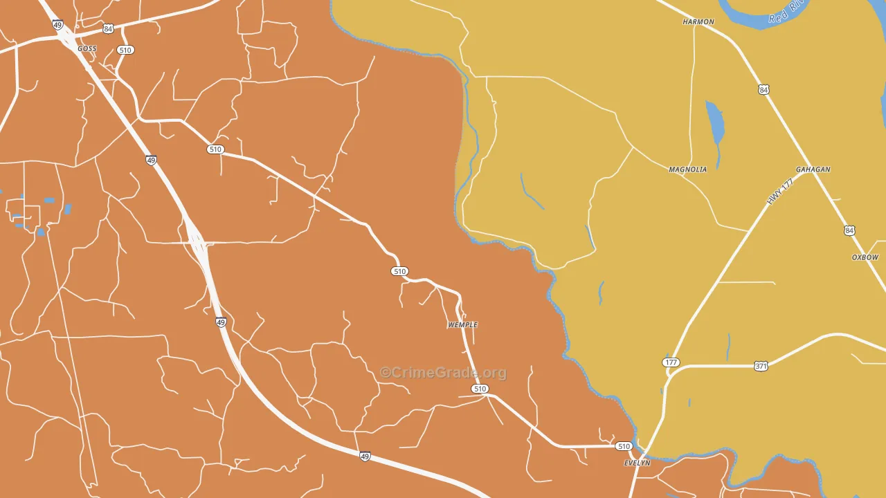 Wemple, LA Map of Theft Rates
