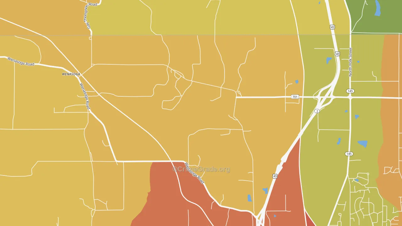 Wenasoga, MS Map of Theft Rates