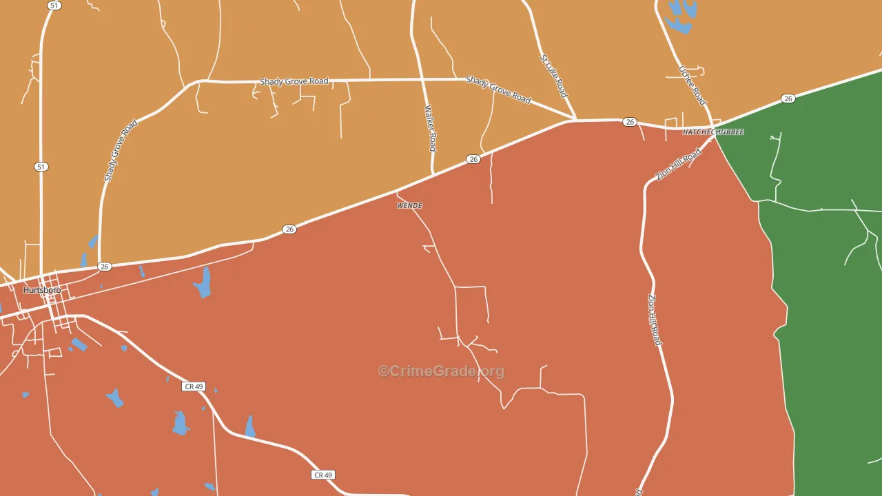 Wende, AL Map of Theft Rates