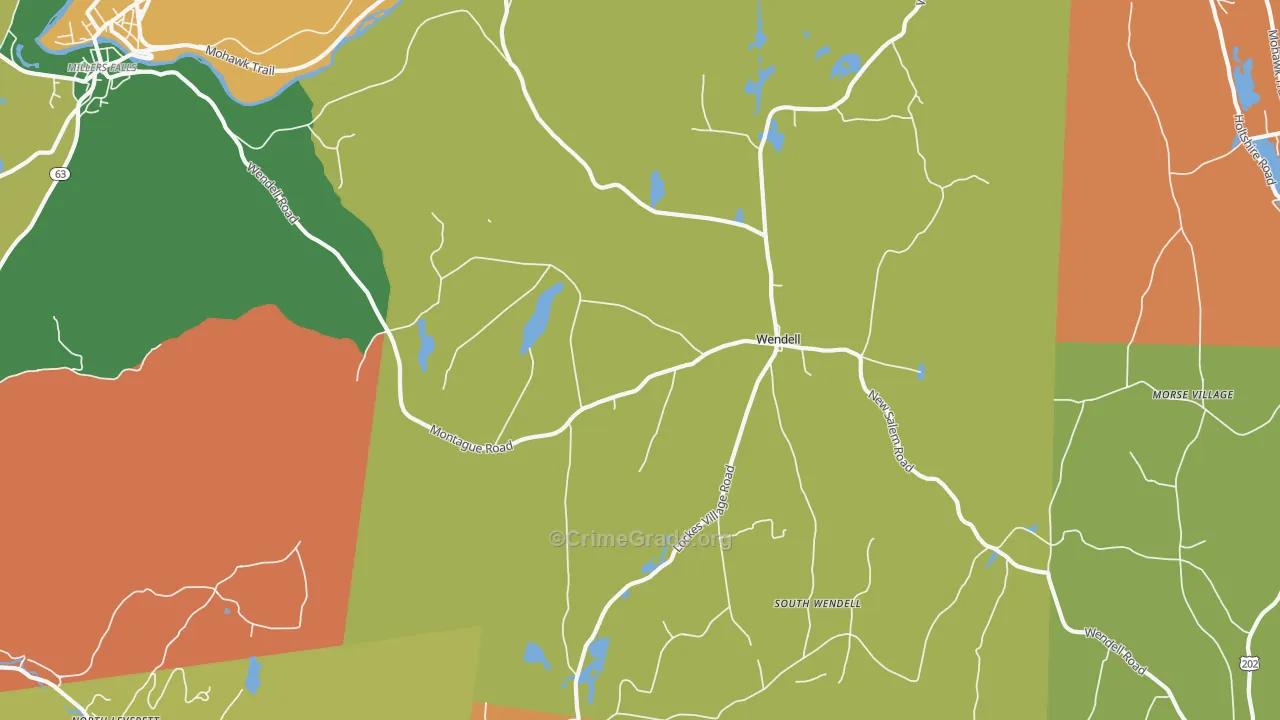 Wendell, MA Map of Theft Rates