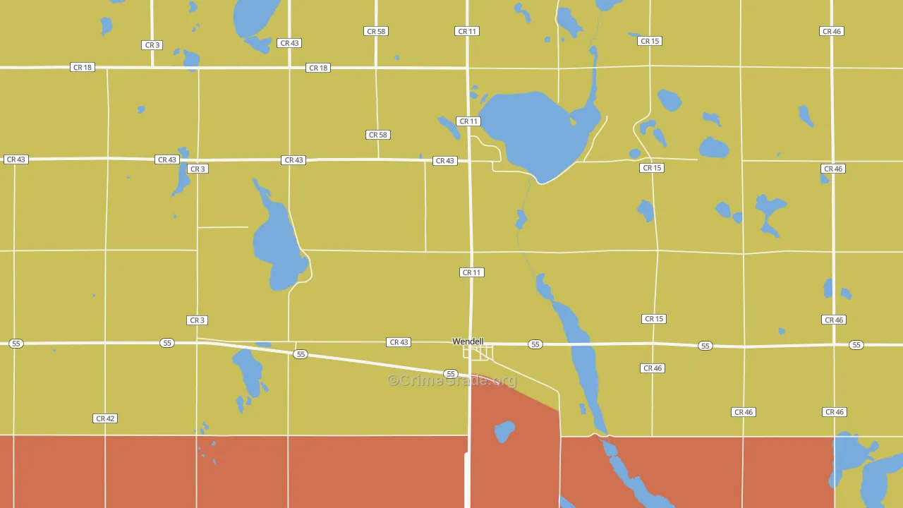 Wendell, MN Map of Theft Rates