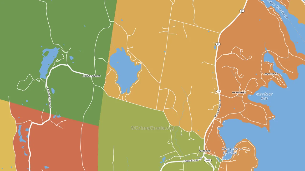Wendell, NH Map of Theft Rates
