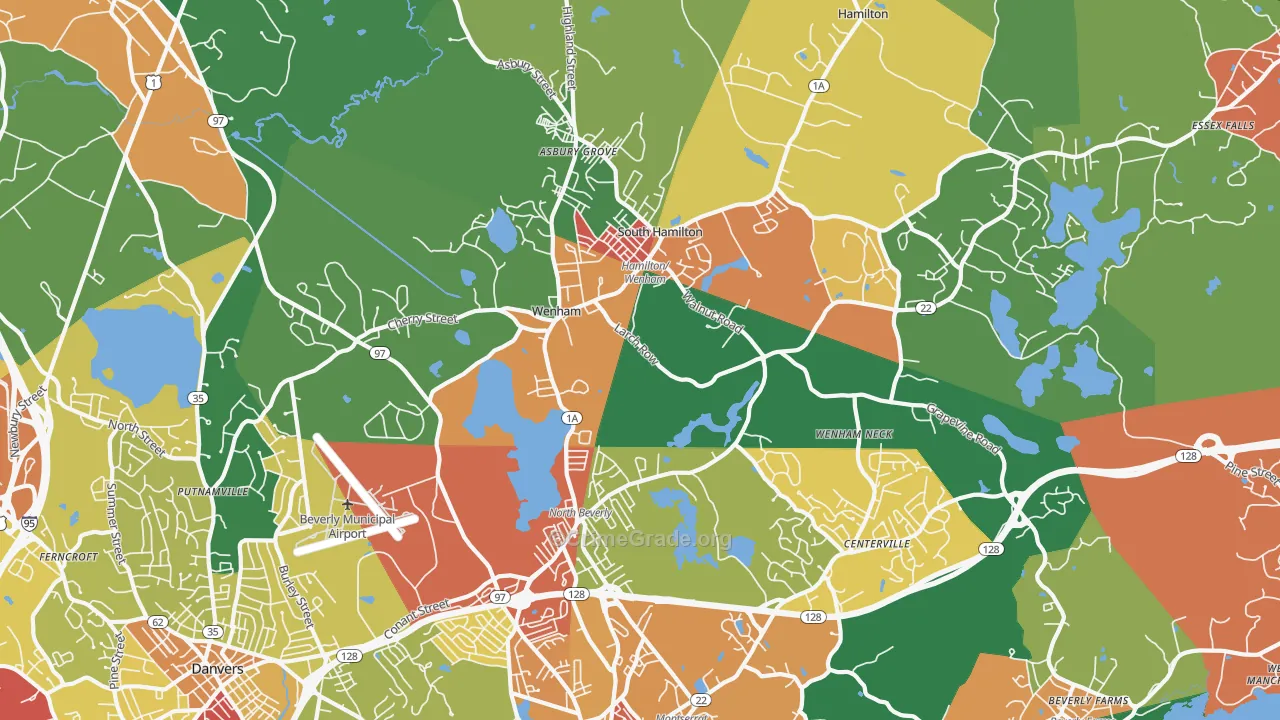 Wenham, MA Map of Theft Rates