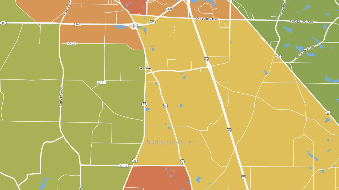Wenona, GA Map of Theft Rates