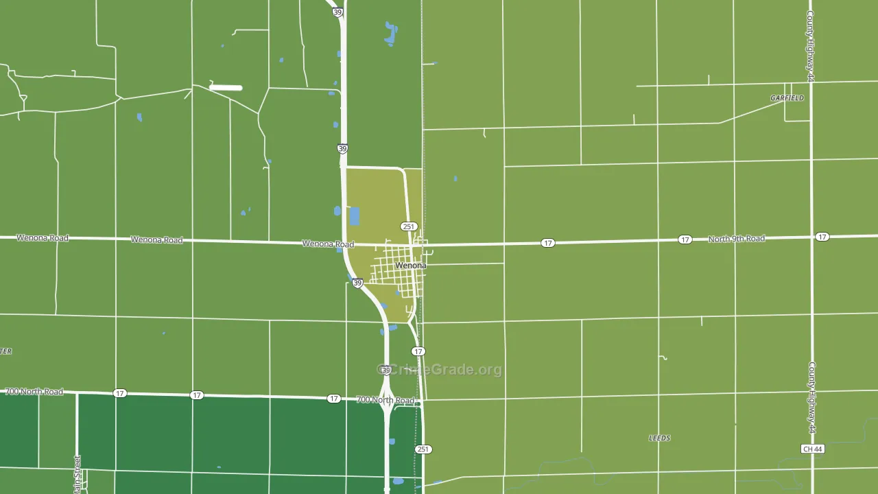 Wenona, IL Map of Theft Rates