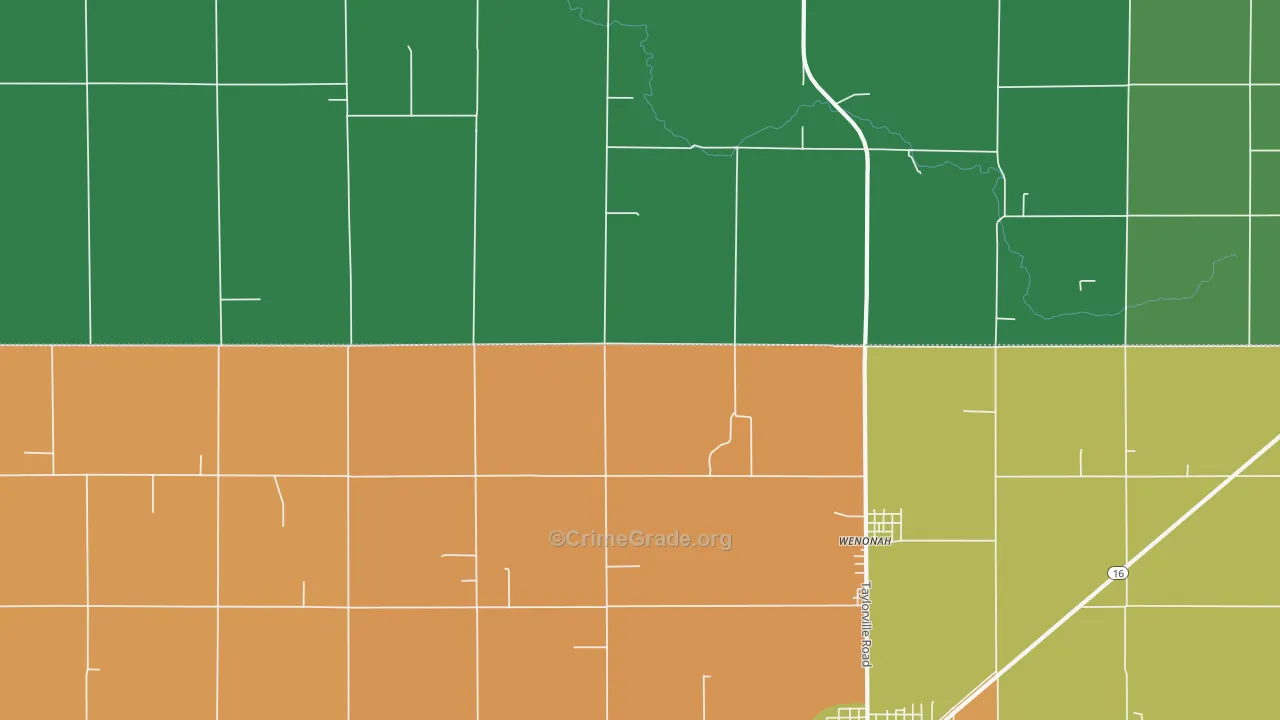 Wenonah, IL Map of Theft Rates