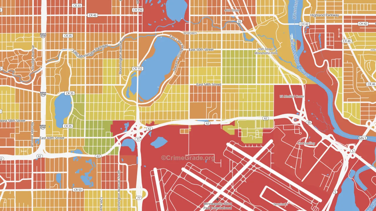 Wenonah, Minneapolis, MN Map of Theft Rates