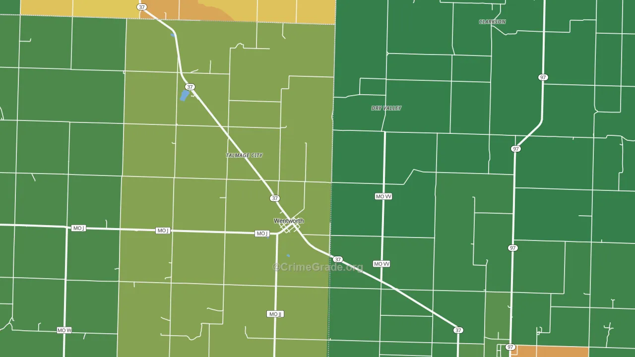 Wentworth, MO Map of Theft Rates