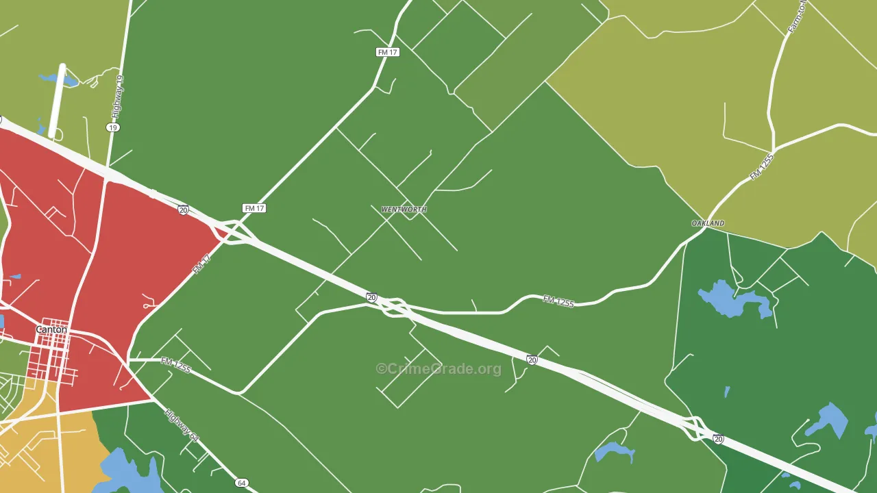 Wentworth, TX Map of Theft Rates