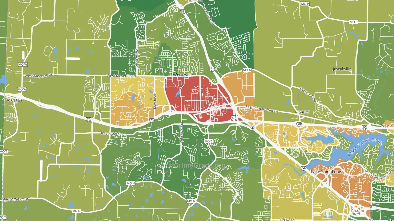 Wentzville, MO Map of Theft Rates