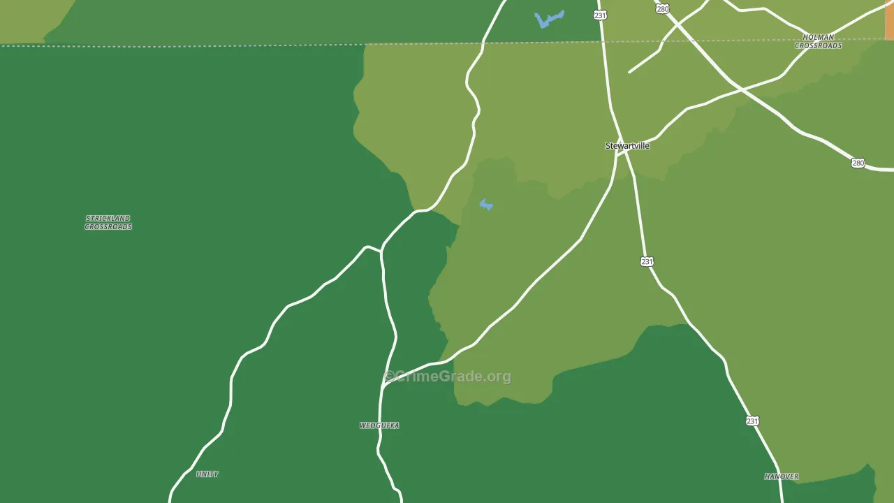 Weogufka, AL Map of Theft Rates