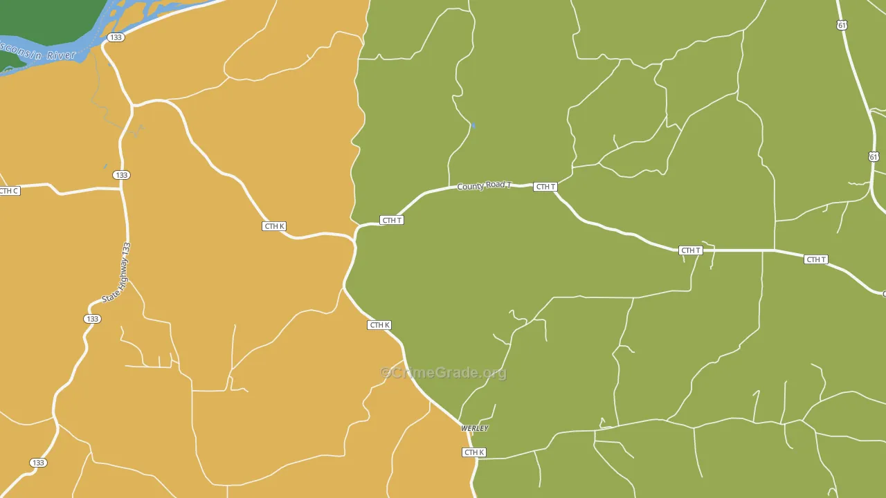 Werley, WI Map of Theft Rates