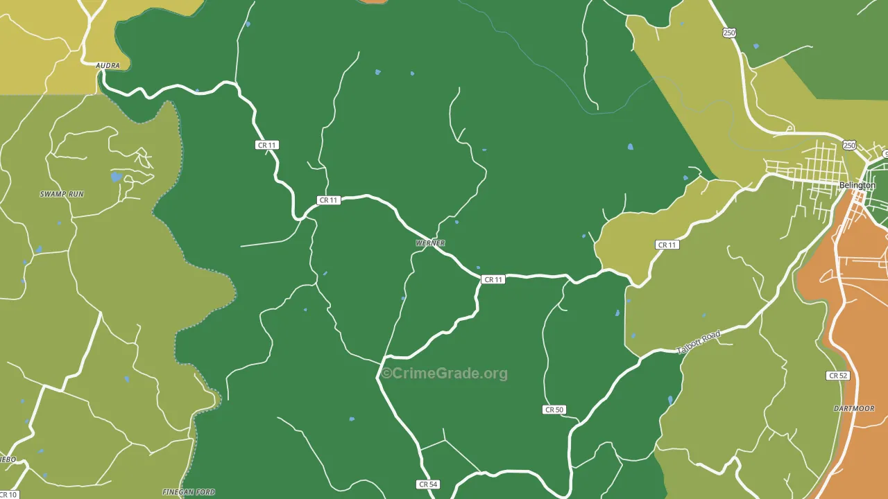 Werner, WV Map of Theft Rates