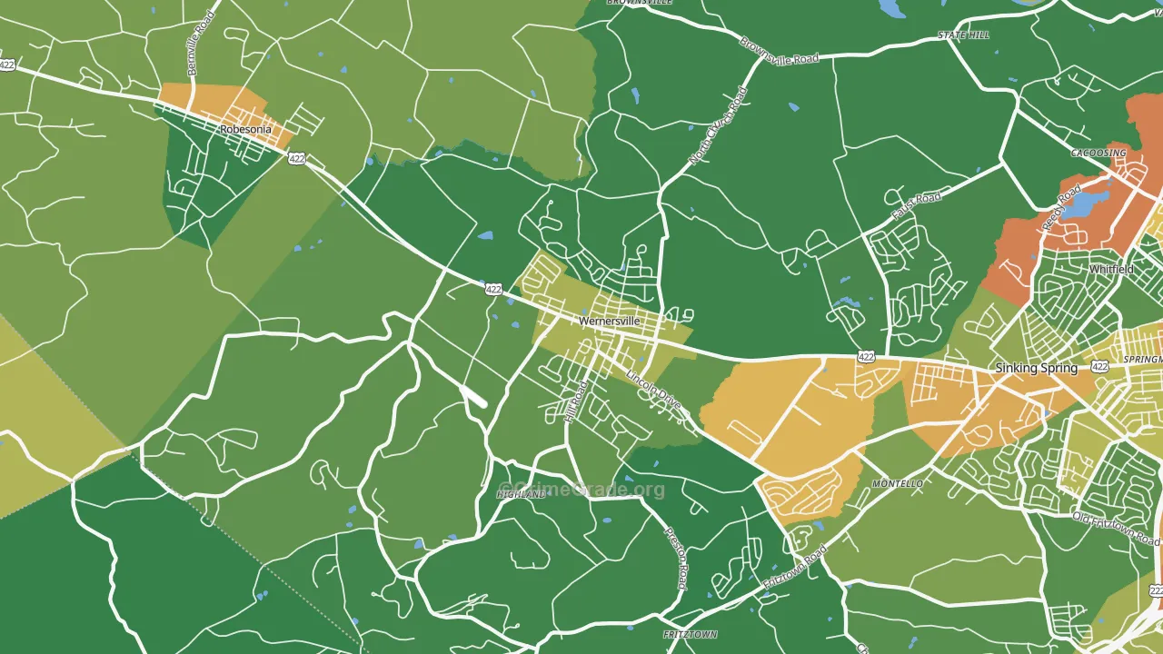 Wernersville, PA Map of Theft Rates