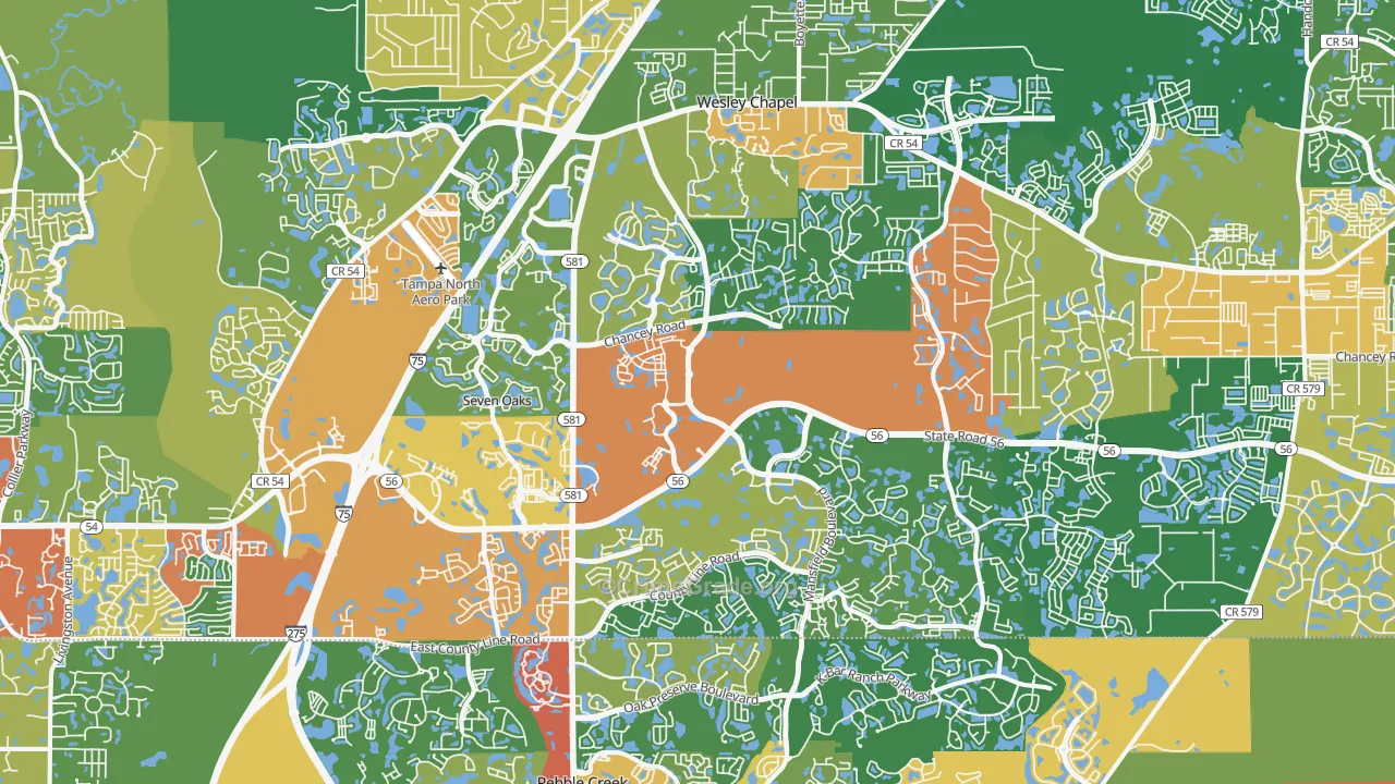 Wesley Chapel, FL Map of Theft Rates