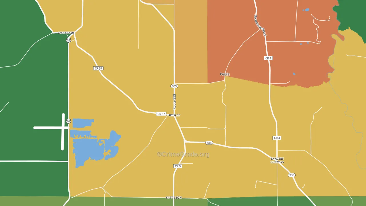 Wesley, NY Map of Theft Rates