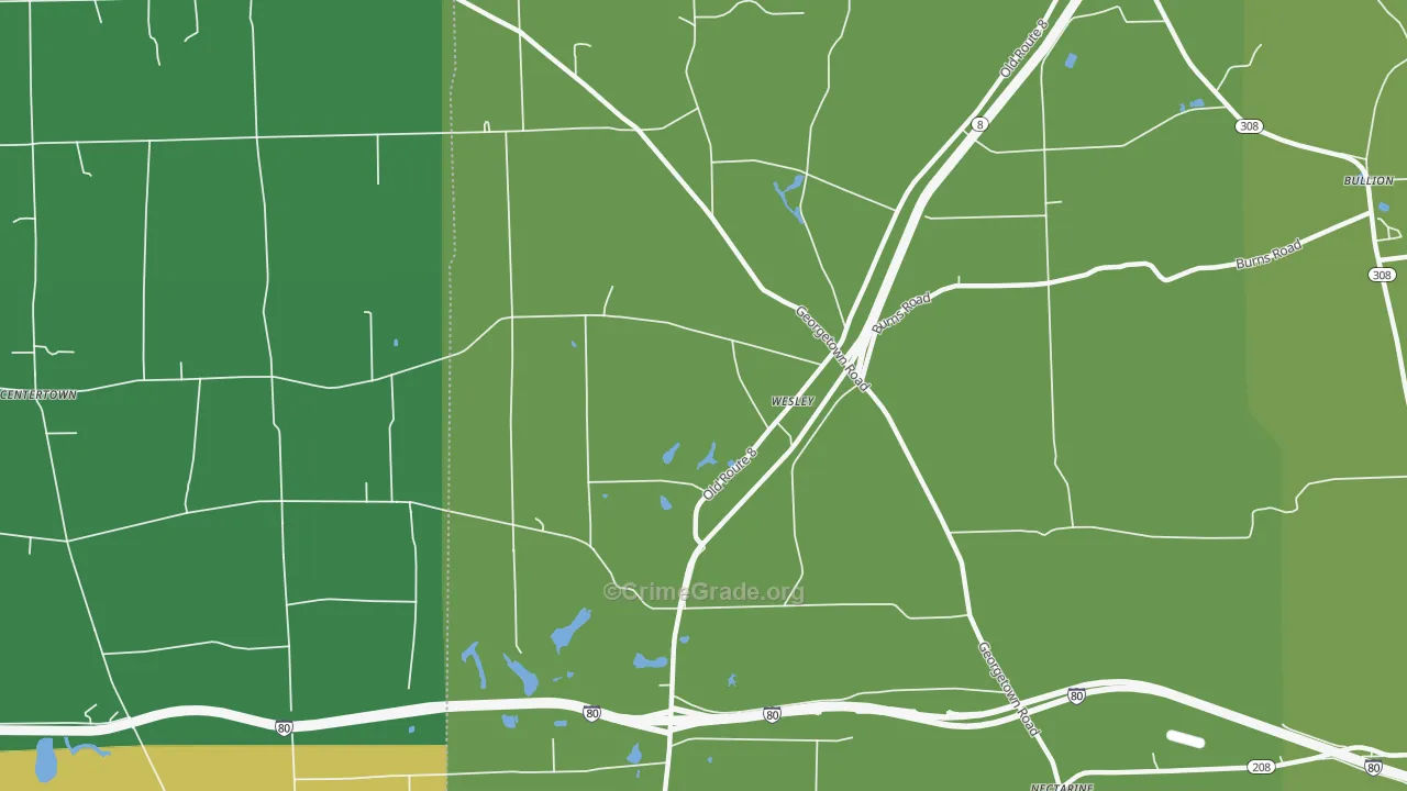 Wesley, PA Map of Theft Rates
