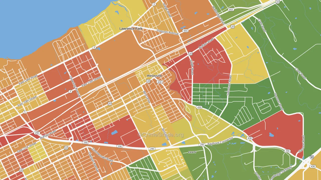 Wesleyville, PA Map of Theft Rates