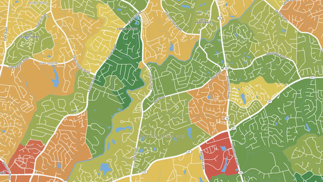 Wessex Square, Charlotte, NC Map of Theft Rates