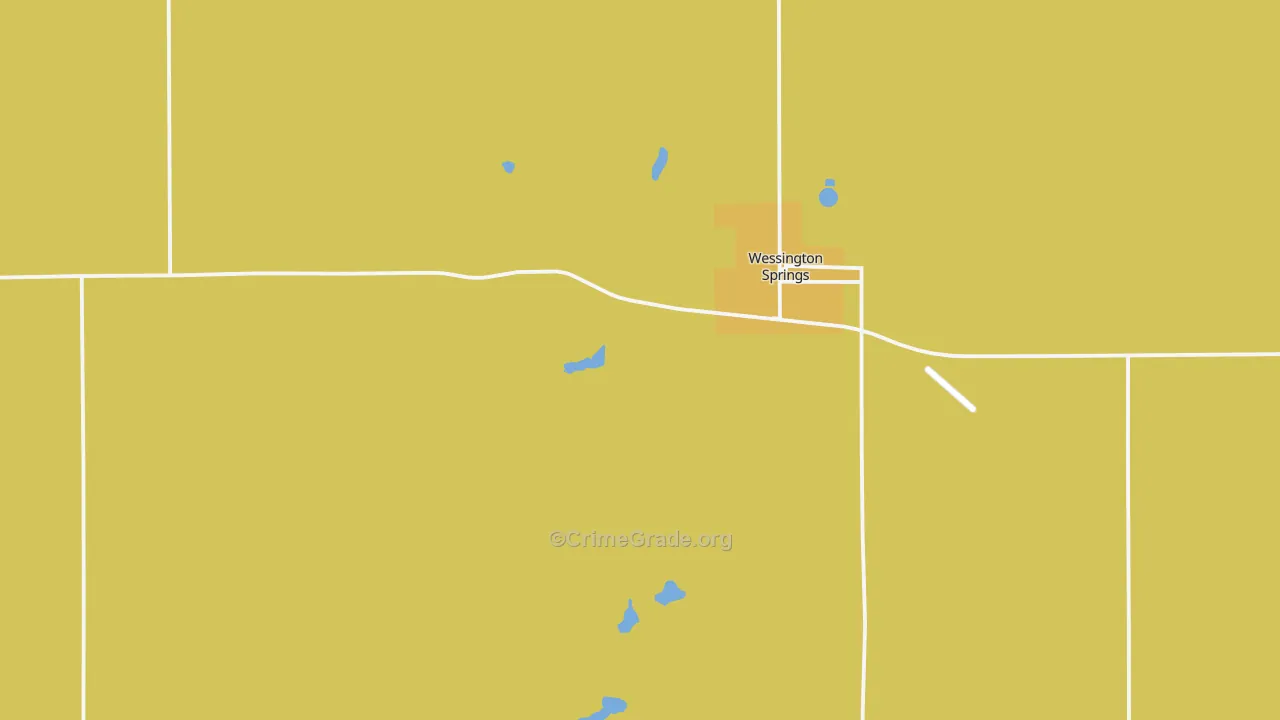 Wessington Springs, SD Map of Theft Rates