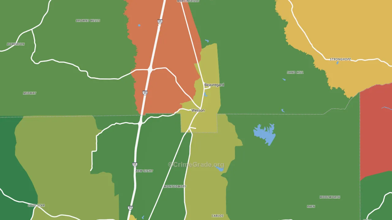 Wesson, MS Map of Theft Rates