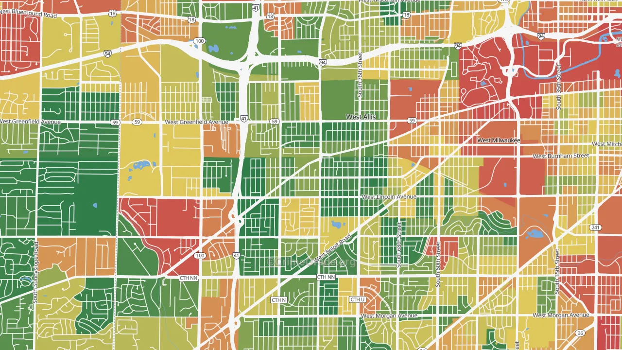 West Allis, WI Map of Theft Rates
