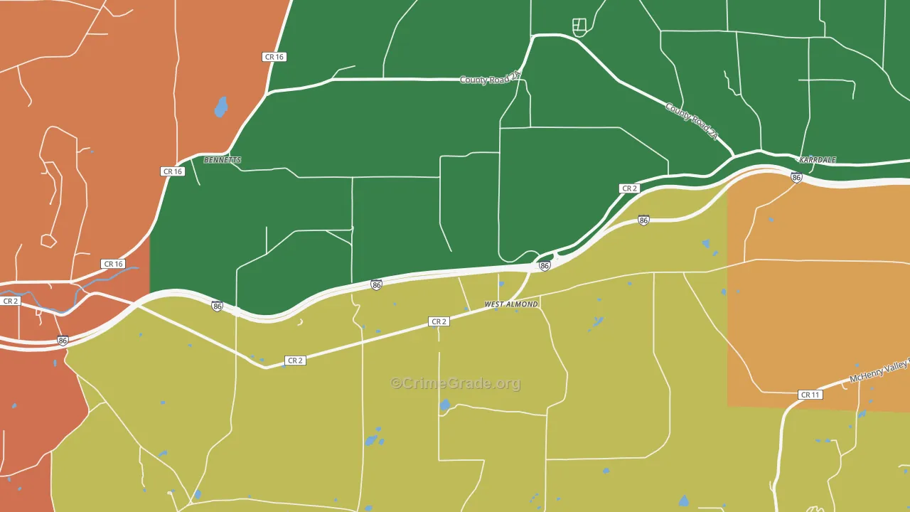 West Almond, NY Map of Theft Rates