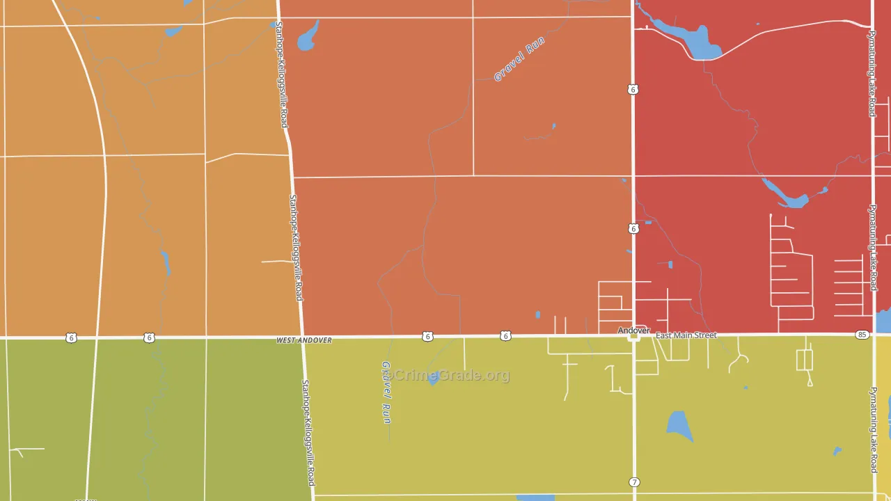 West Andover, OH Map of Theft Rates