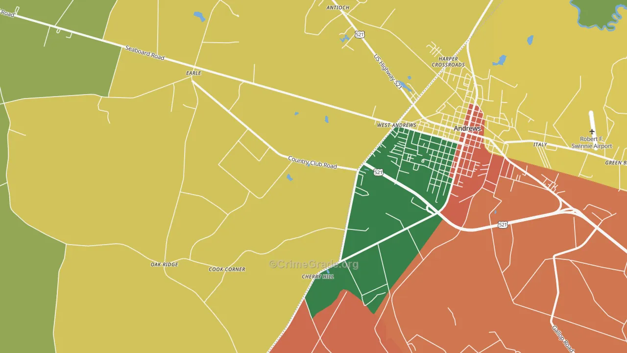 West Andrews, SC Map of Theft Rates