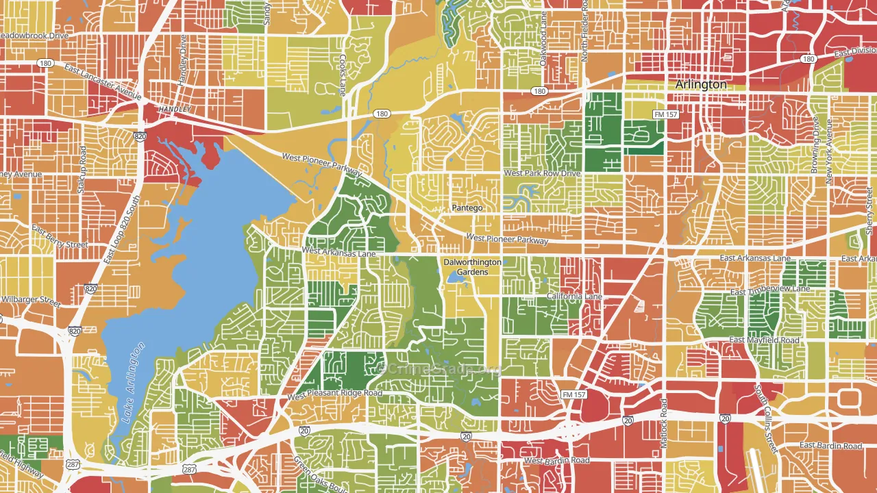 West, Arlington, TX Map of Theft Rates