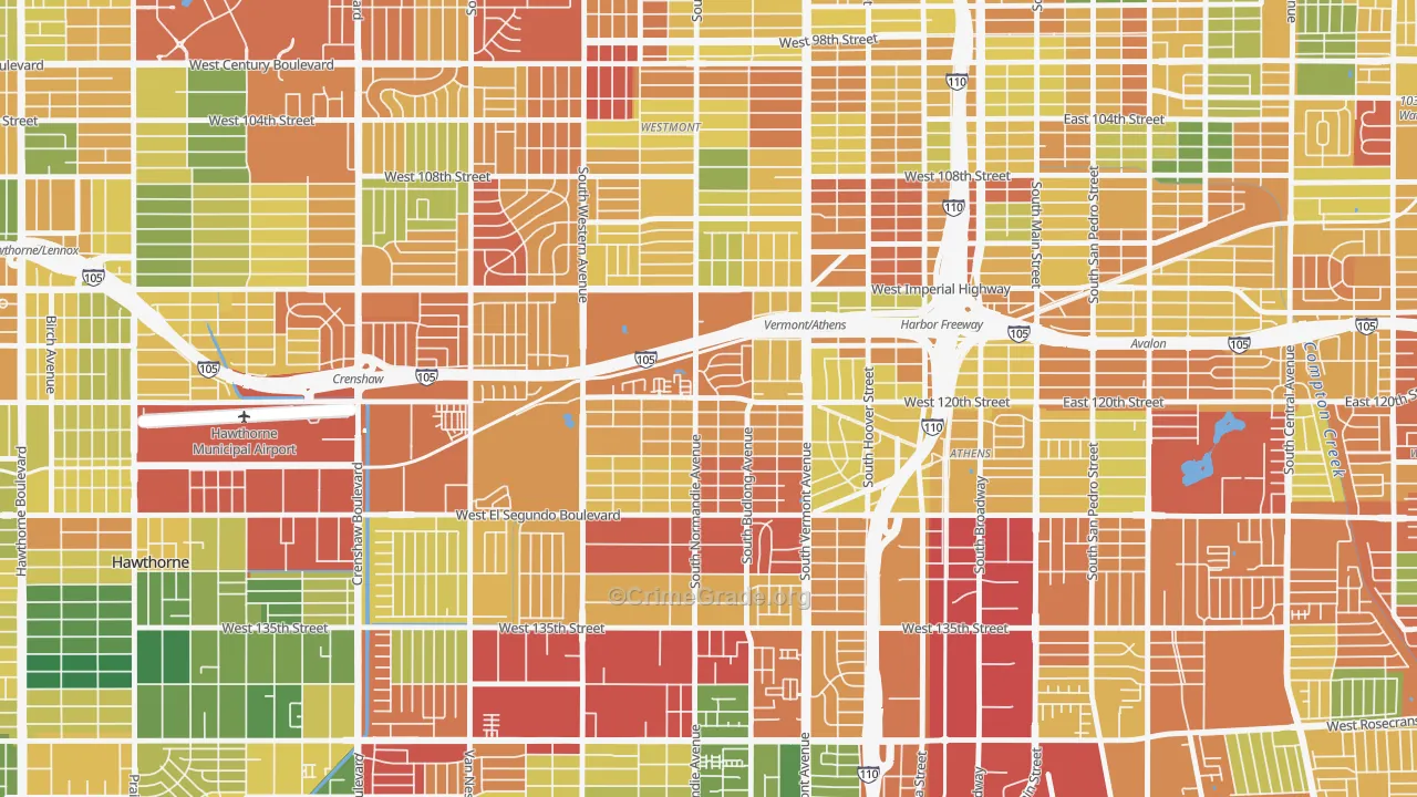 West Athens, CA Map of Theft Rates
