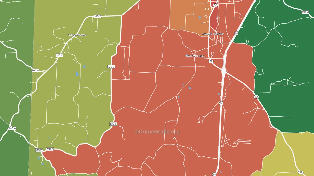 West Aurora, MO Map of Theft Rates