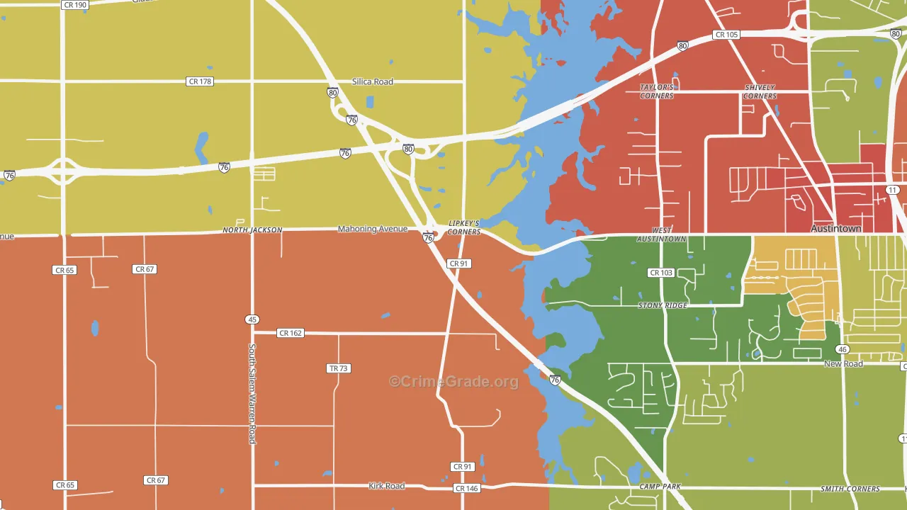 West Austintown, OH Map of Theft Rates