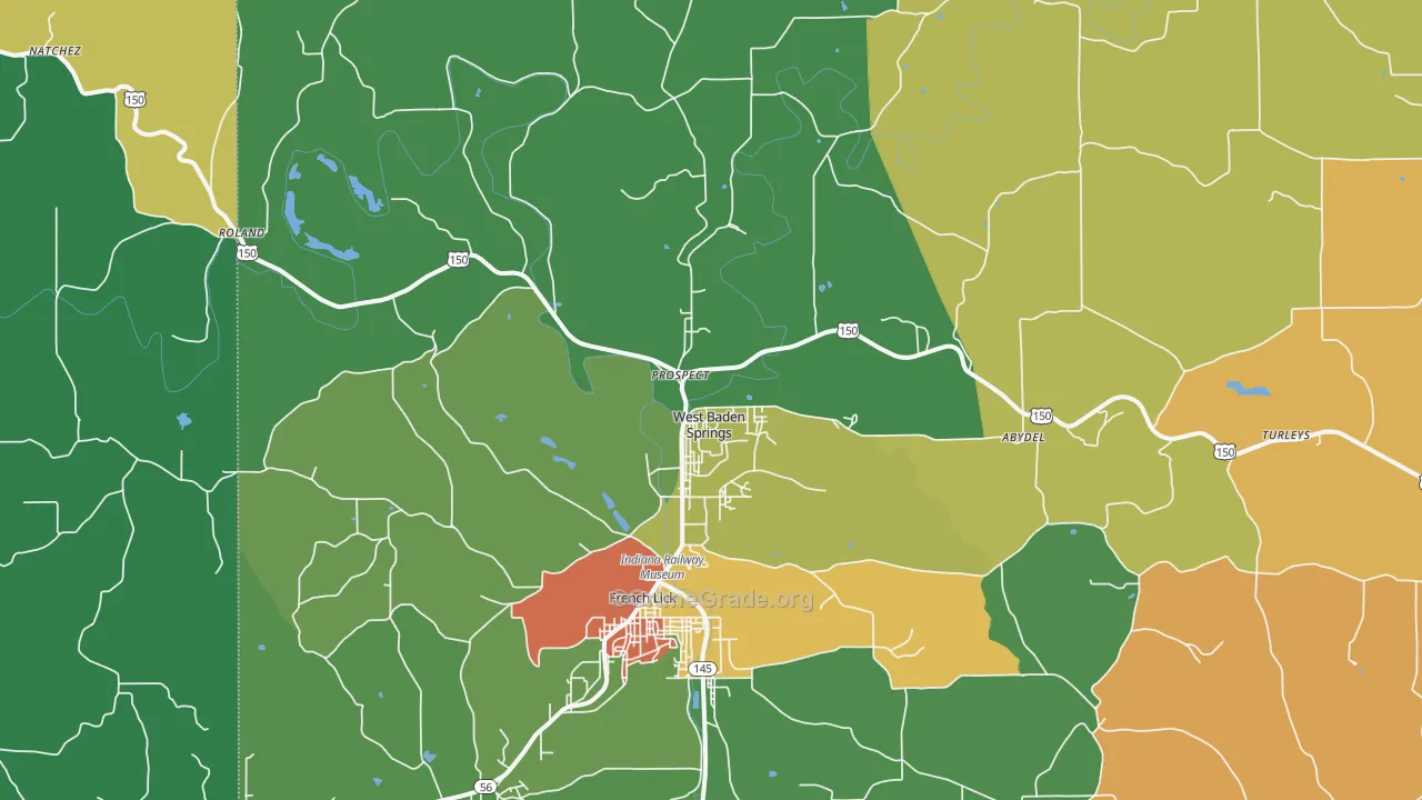 West Baden Springs, IN Map of Theft Rates