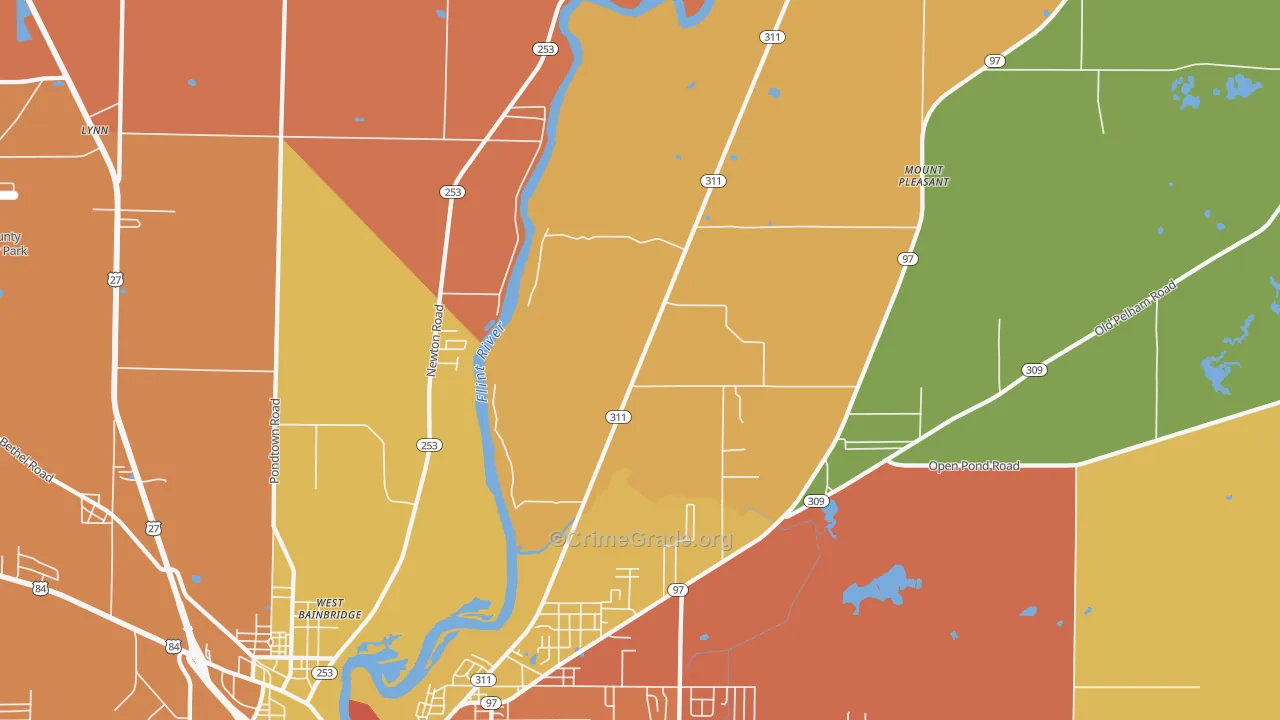 West Bainbridge, GA Map of Theft Rates