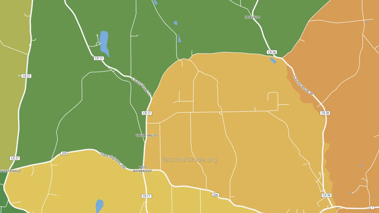 West Bainbridge, NY Map of Theft Rates