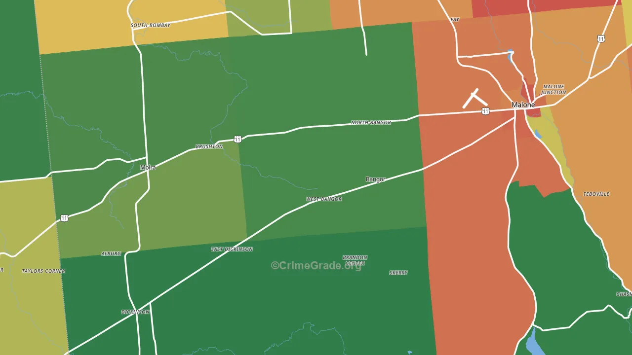 West Bangor, NY Map of Theft Rates