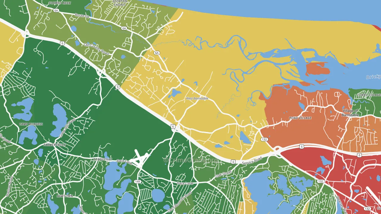 West Barnstable, MA Map of Theft Rates