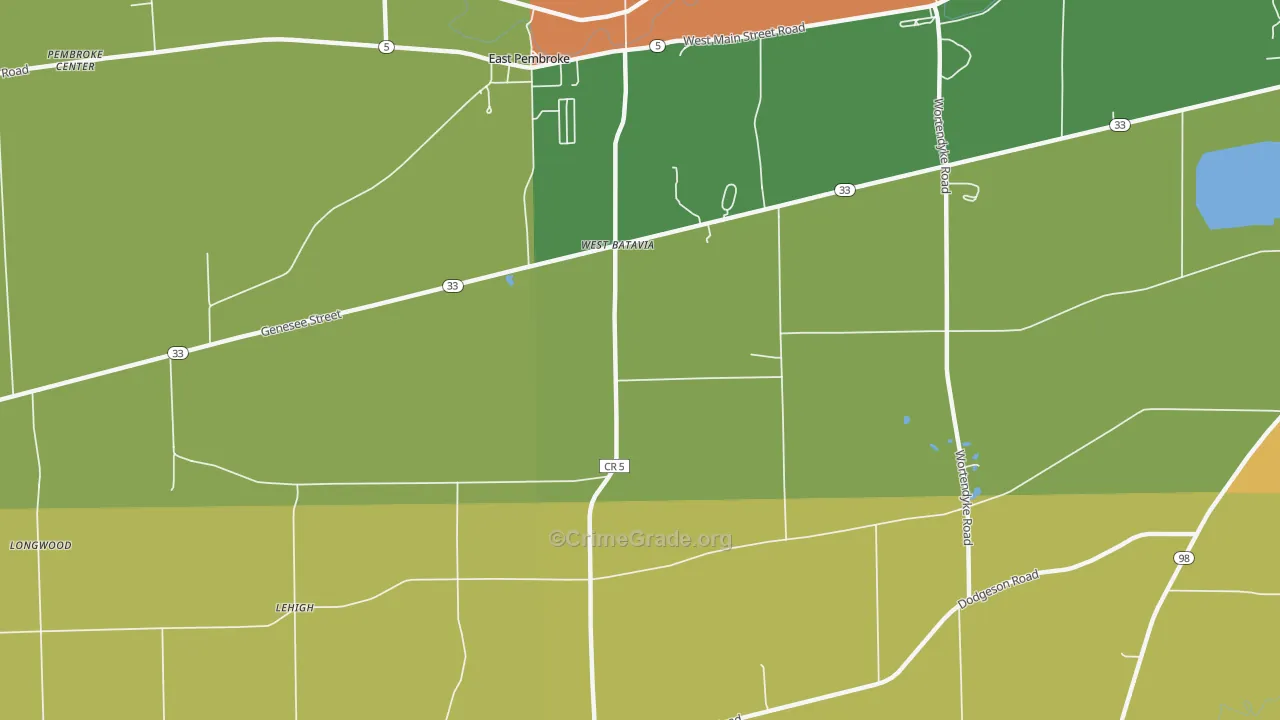 West Batavia, NY Map of Theft Rates