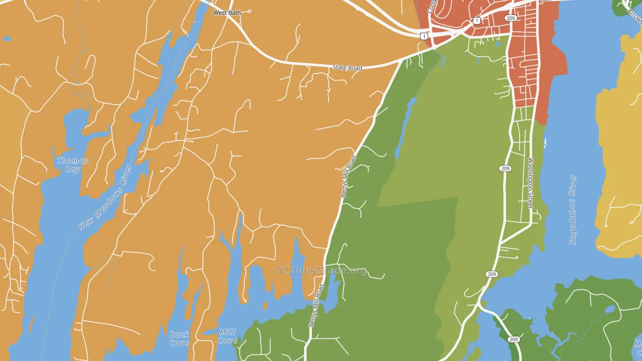 West Bath, ME Map of Theft Rates
