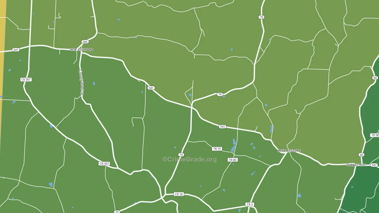 West Bedford, OH Map of Theft Rates
