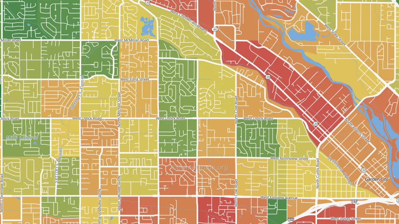 West Bench, Boise, ID Map of Theft Rates