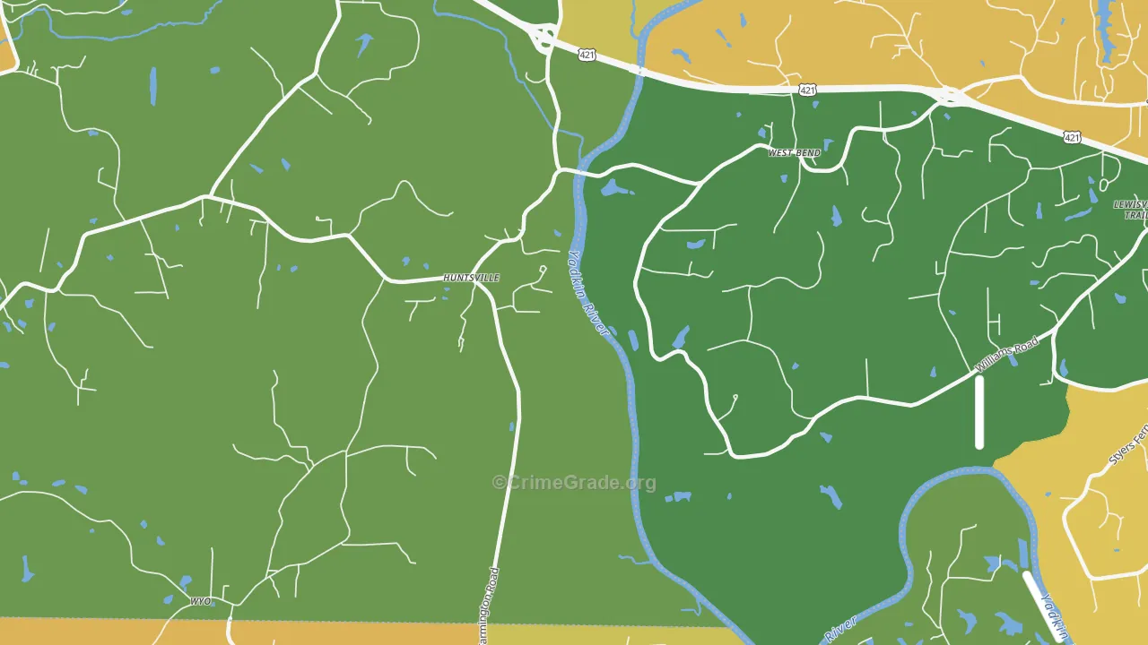 West Bend, NC Map of Theft Rates