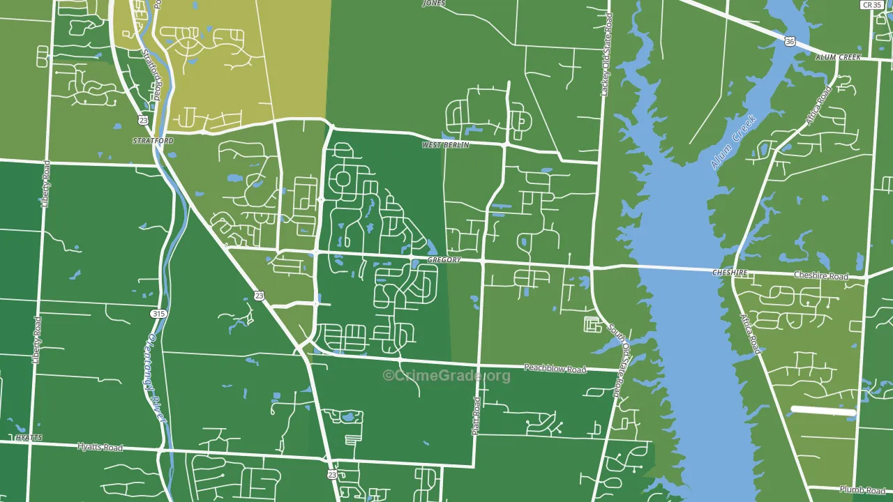 West Berlin, OH Map of Theft Rates