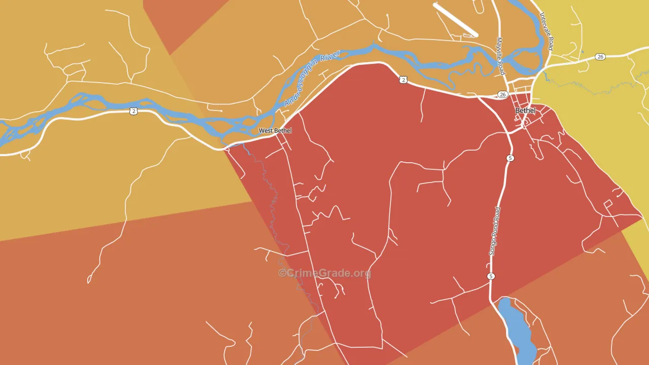 West Bethel, ME Map of Theft Rates