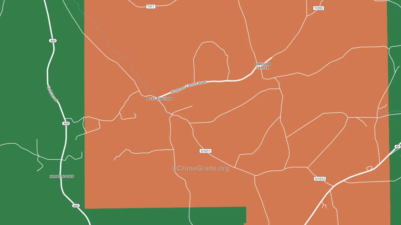 West Bingham, PA Map of Theft Rates