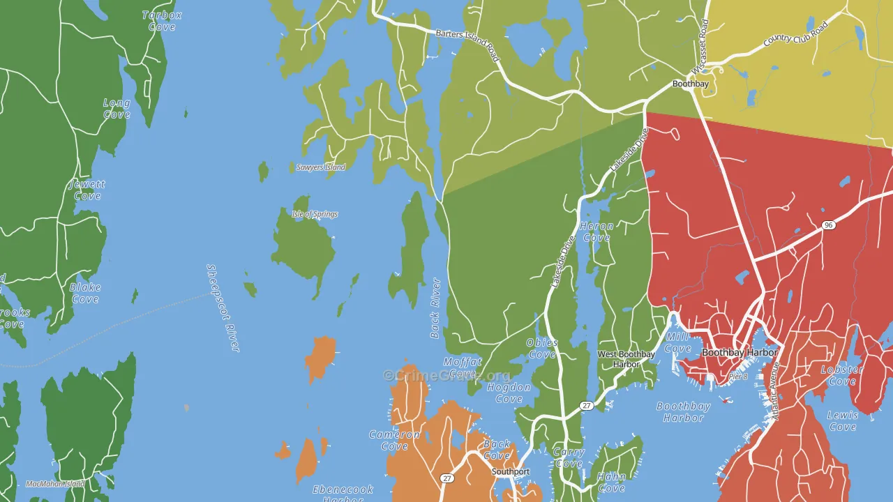 West Boothbay Harbor, ME Map of Theft Rates