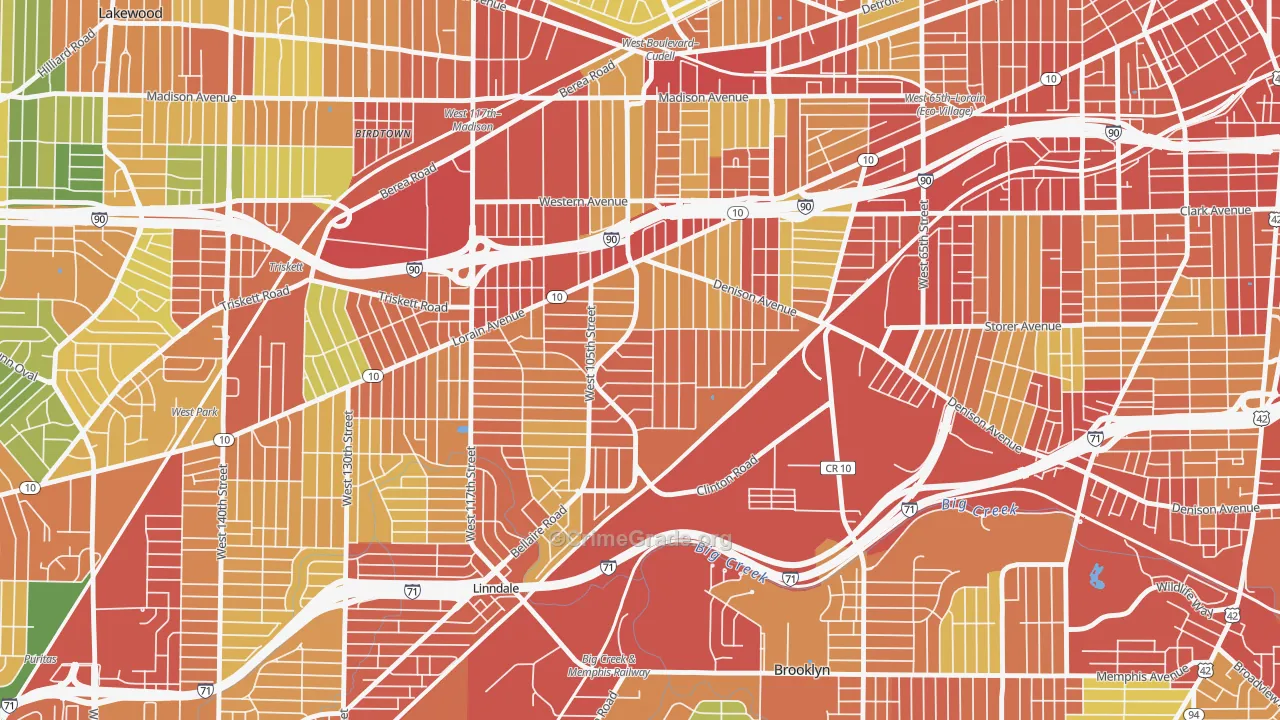 West Boulevard, Cleveland, OH Map of Theft Rates